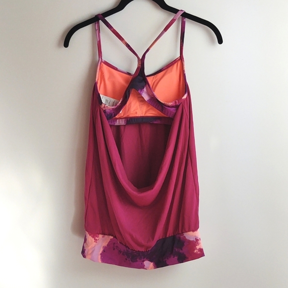 Nike Cascade Sport Fuschia Tankini Swim Top Draped Open Back Size Small - Picture 8 of 11